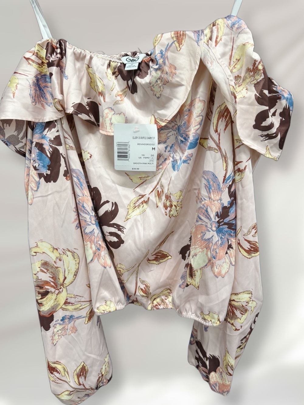 G by Guess Pink Floral Off-Shoulder Blouse